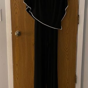 Special Occasion Dress Jumpsuit with Diamond Shawl Off or On the Shoulder